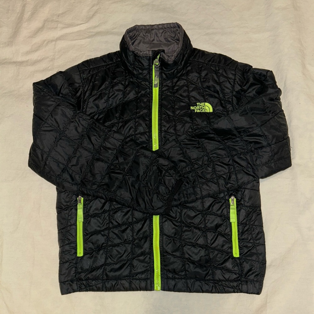 (SOLD)The North Face Boys Lightweight Jacket Puffer Black/Neon Yellow Size: